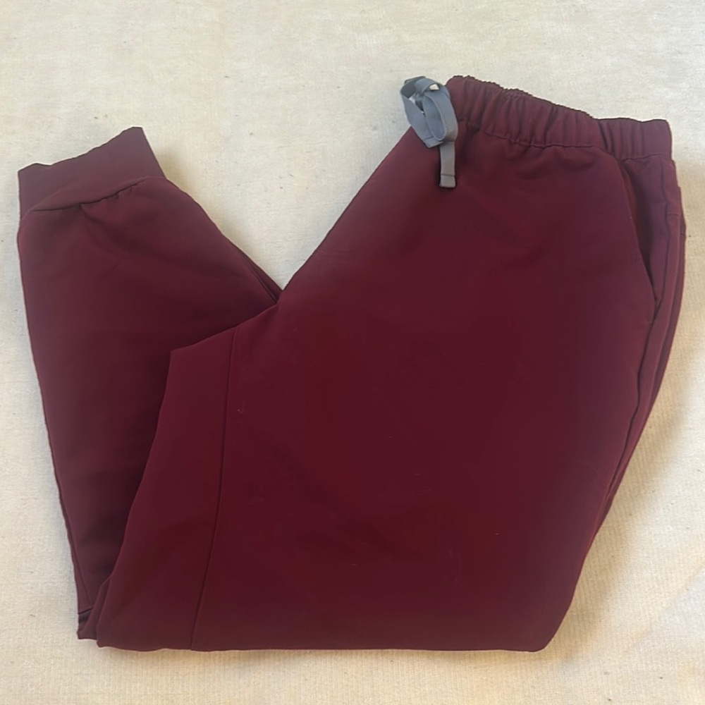 Figs Women's Ankle Pants in Burgundy and Gray